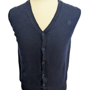 Gilet Boutonné SERGIO TACCHINI 72% Laine Mérinos Bleu Marine Homme Taille S