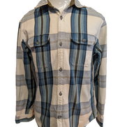 EDDIE BAUER Flanelle Bleu Blanc M Comme Neuve TACHE MINIME Coton Épais | 327S