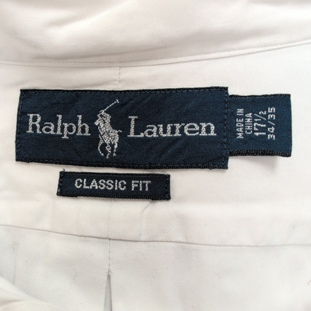 Chemise Ralph Lauren XL Blanche Classic Fit Logo Bleu Button Down Coton Shirt