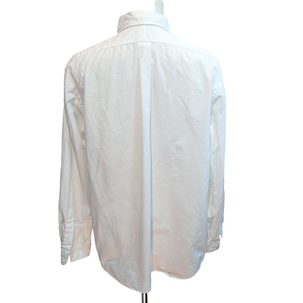 Chemise Ralph Lauren Custom Fit XXL Blanc Uni Logo Bleu Marine manches longues