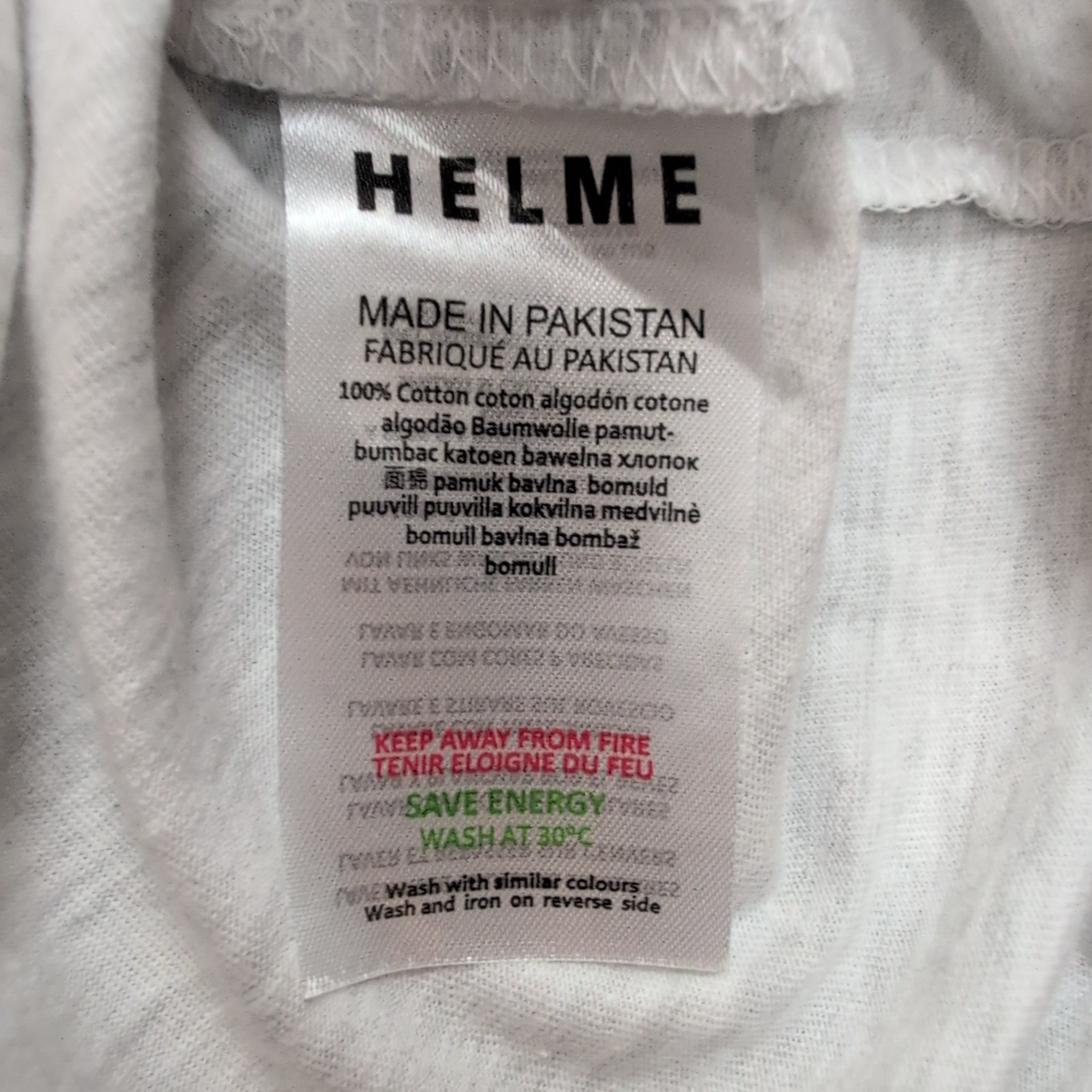 T-shirt HELME Homme S Blanc Chiné Gris 100% Coton Logo Minimaliste Neuf