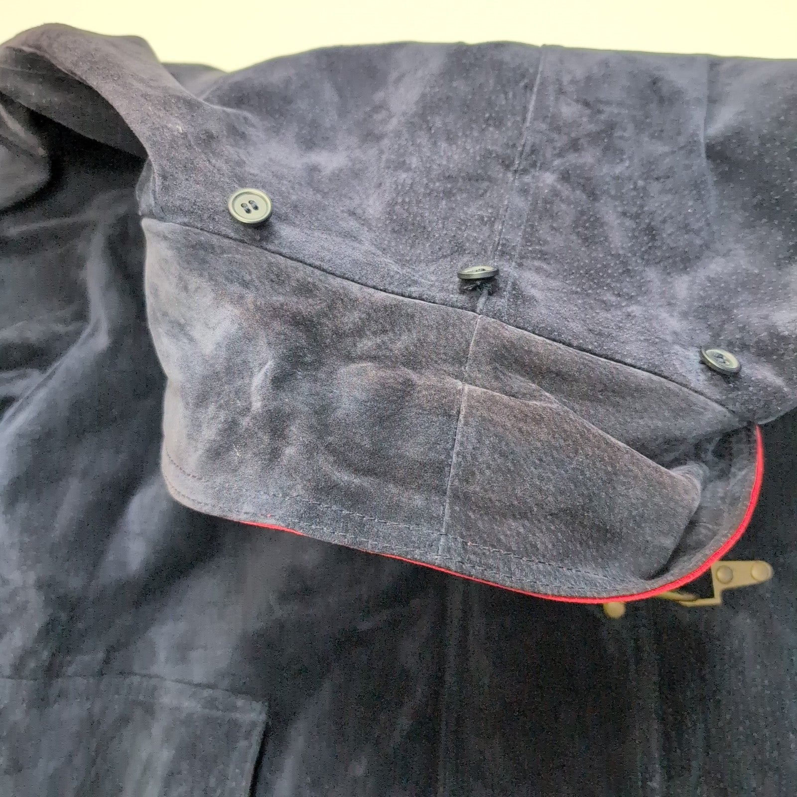 🌟 OUTBROOK Manteau / Veste Longue Nubuck Cuir VÉRITABLE BLEU MARINE T. 2XL |44c