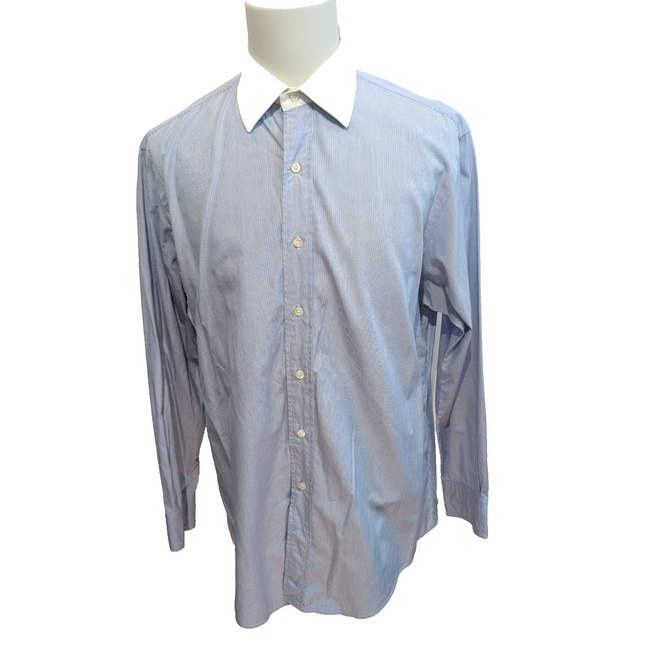 Chemise Polo Ralph Lauren Curham Custom Fit XL Bleu Col Blanc Rayée