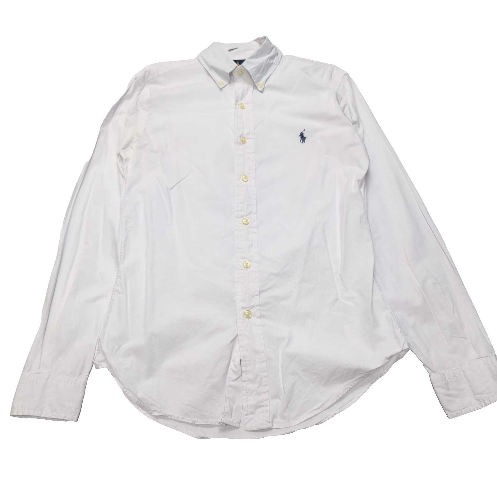 Chemise Ralph Lauren XS Blanche Logo Bleu Marine Manches Longues