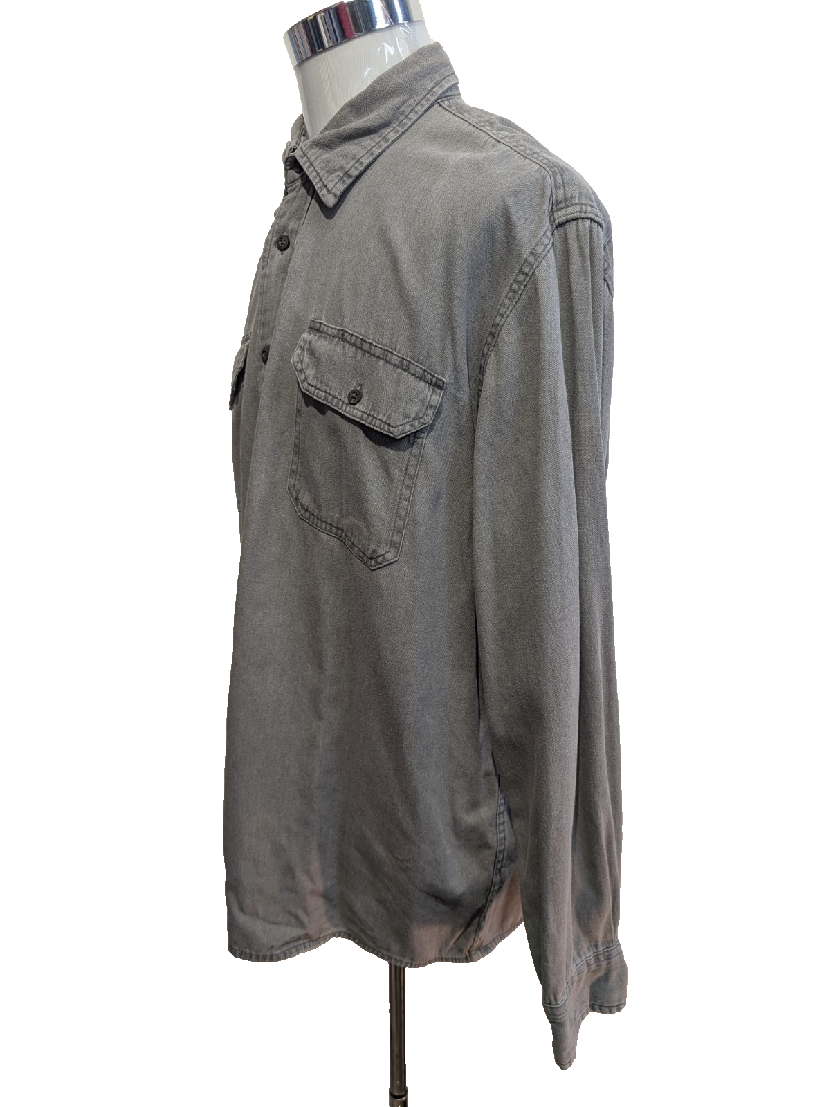 CHEMISE WRANGLER VINTAGE XL Grise Coton POCHE STYLO Workwear Ample homme