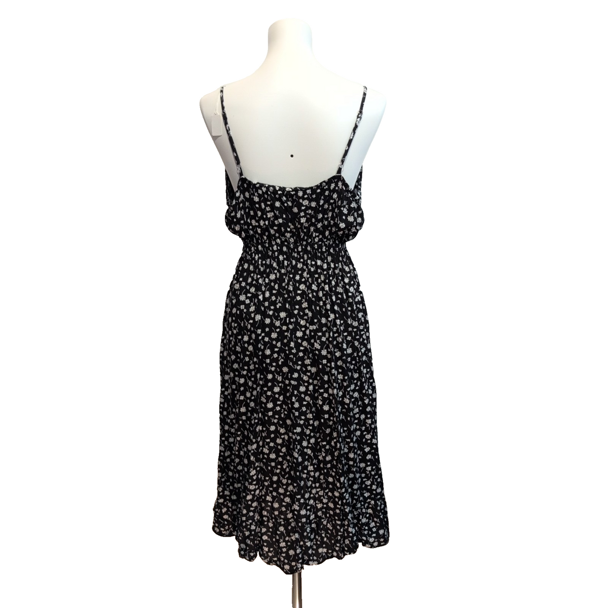 Robe d'été Femme Fleurie Noire Viscose Bretelles Réglables S