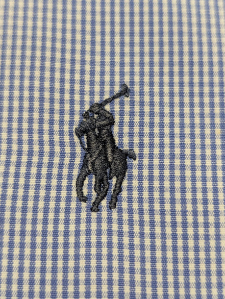Chemise Polo Ralph Lauren Shirt Blake L XL Vichy Bleu Logo Noir Button Down
