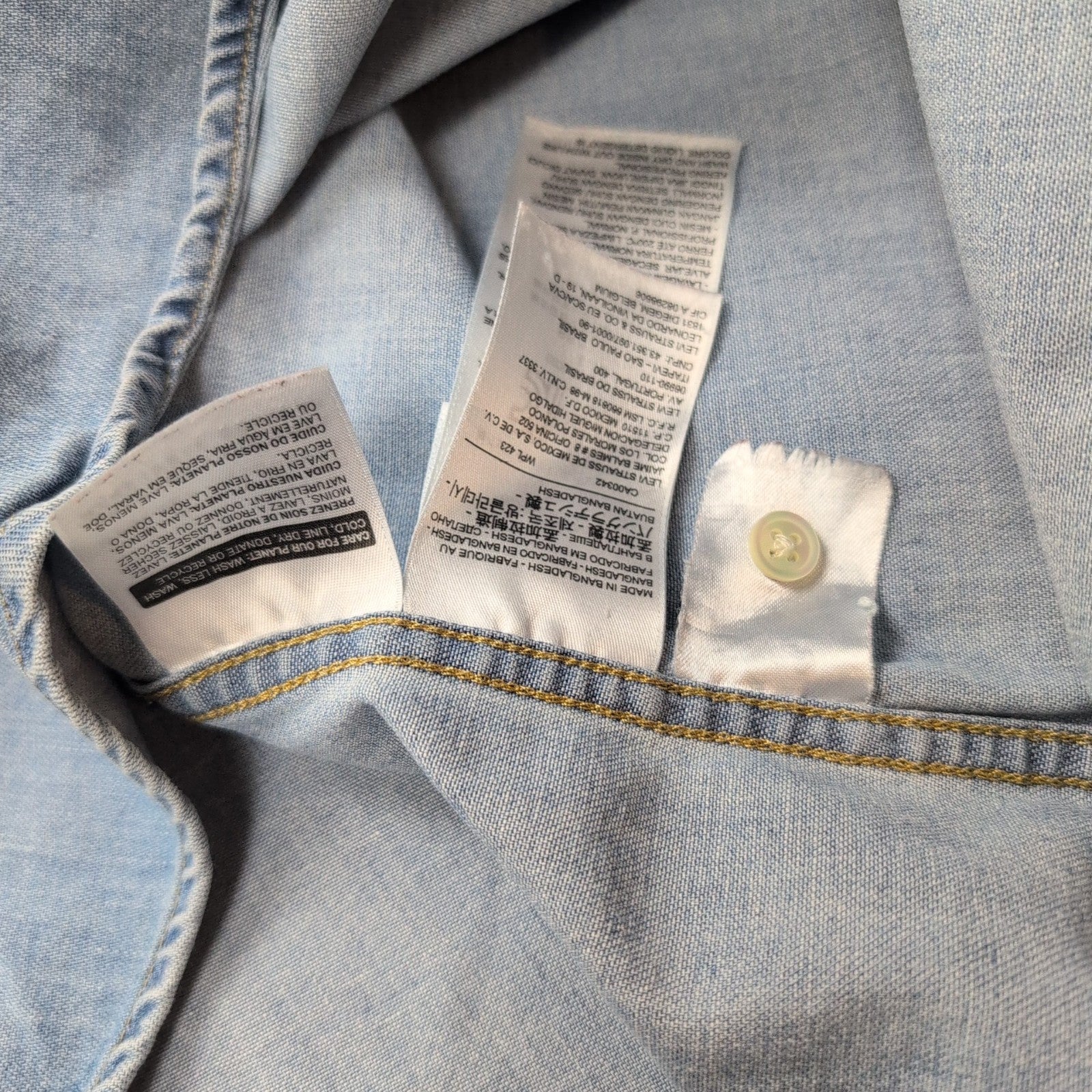 Chemise Westen Levi's Vintage Denim Bleu Clair Boutons Pressions Nacrés T. XXL