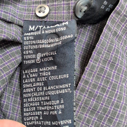 Chemise Nautica Hong Kong M vert violet carreaux 55 % coton / 45 % Tencel