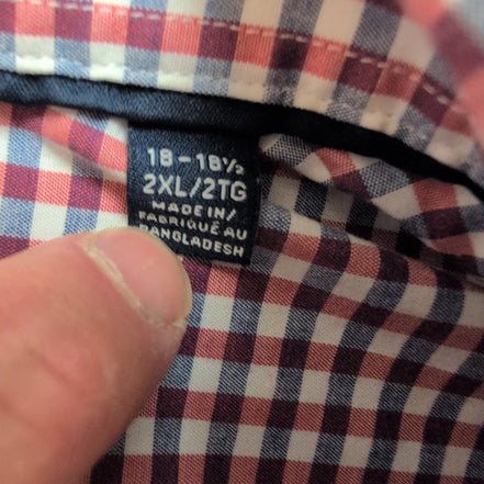 Chemise Tommy Hilfiger 2XL 3XL carreaux rouge bleu manches courtes coton