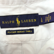 Chemise Ralph Lauren L blanc uni manches courtes logo bleu marine coton