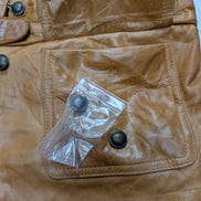 Veste cuir marron clair Sei avec franges femme taille XL #29c