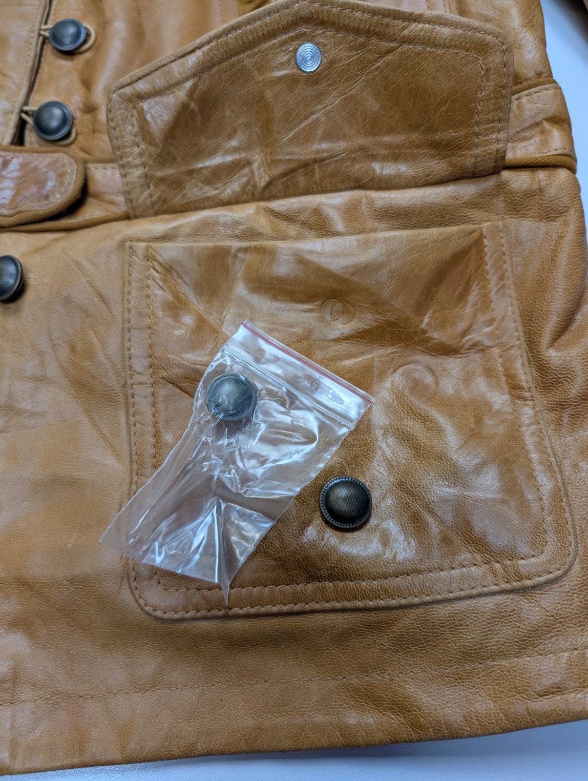 Veste cuir marron clair Sei avec franges femme taille XL #29c