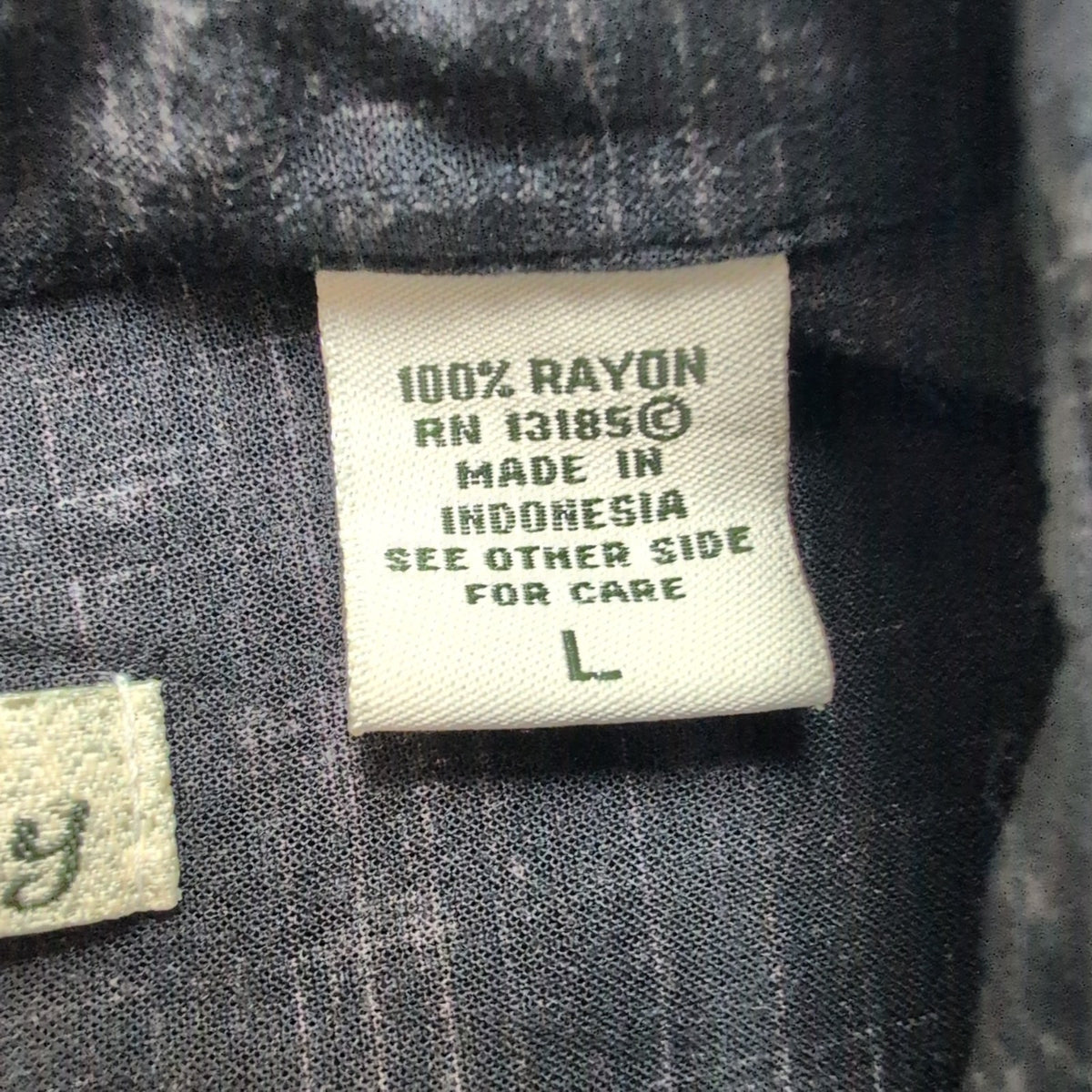 Chemise Hawaïenne Batik Bay Taille L Noir Blanc Palmiers 100% Rayonne