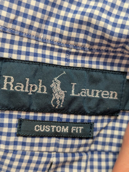 Chemise Polo Ralph Lauren Shirt Blake XL Vichy Bleu Logo Marine Button Down