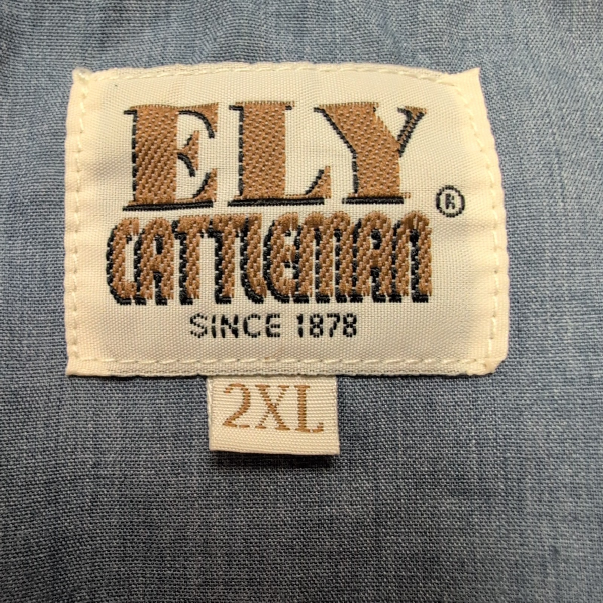 Chemise Western Ely Cattleman 2XL Bleu effet jean Guitare Boutons Pression
