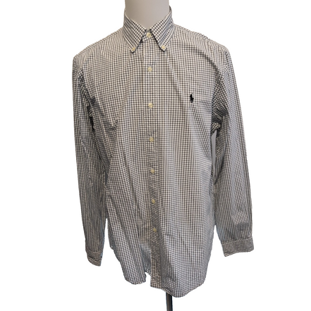 Chemise Ralph Lauren Taille L Carreaux Noir Blanc 100% Coton Logo Noir