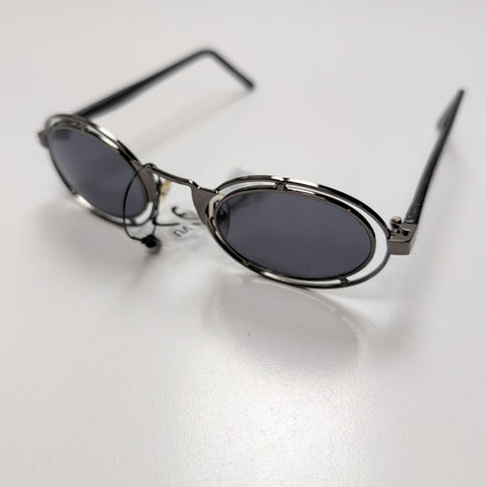 Lunettes de soleil Y2K Branche semi large Métal et PVC Noir Gris