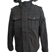 Blouson Veste Levis Homme S Laine Épaisse Matelassée Capuche Noire 4 Poches