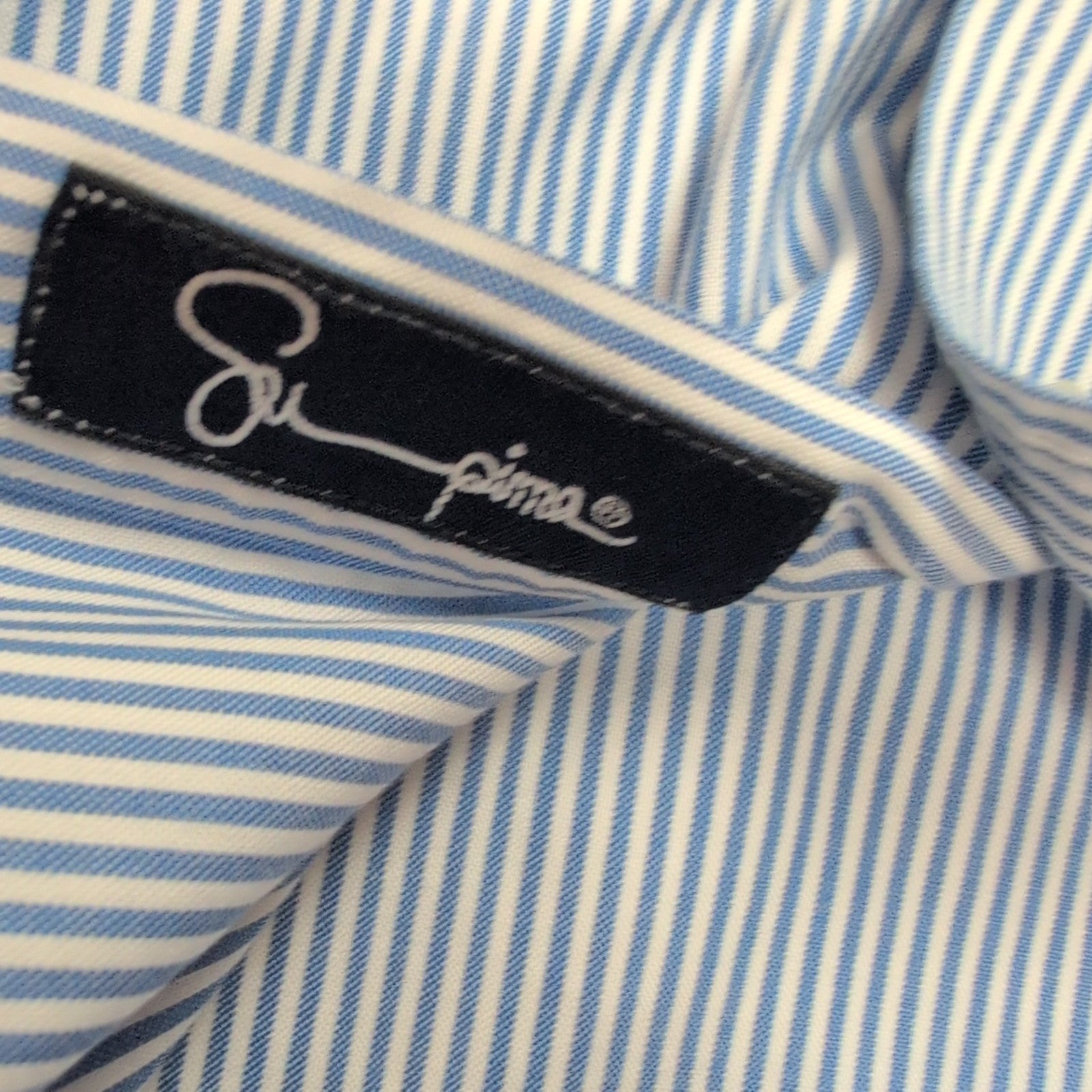 Chemise Lands' End XXL 3XL Supima Oxford Rayures Bleues Poche manches longues