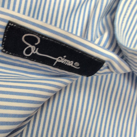 Chemise Lands' End XXL 3XL Supima Oxford Rayures Bleues Poche manches longues