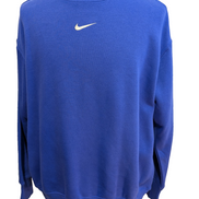 Sweat Nike Col Rond Logo Brodé Blanc Violet Taille S Oversize