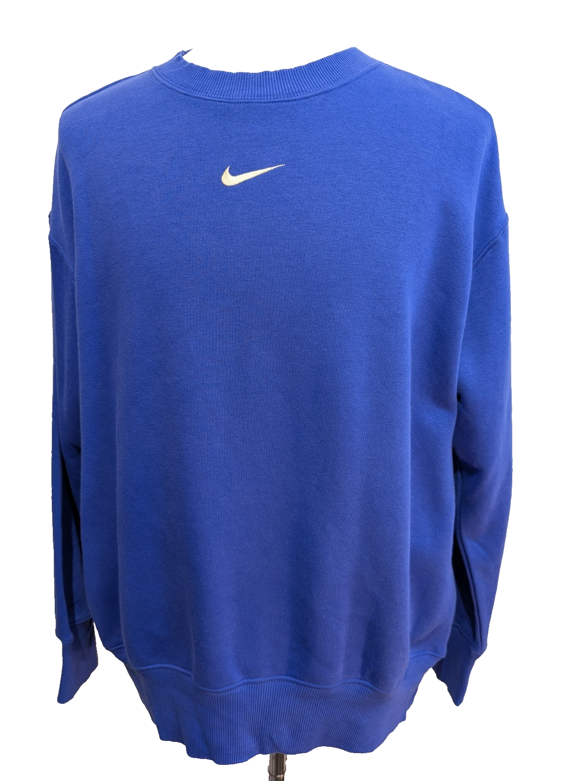 Sweat Nike Col Rond Logo Brodé Blanc Violet Taille S Oversize
