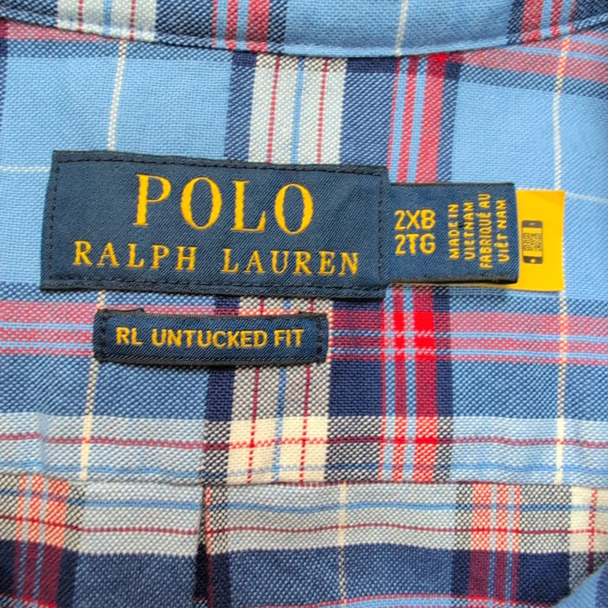 Chemise Ralph Lauren 2XL Big XXL 3XL Bleu Blanc Rouge Logo Marron QR Code