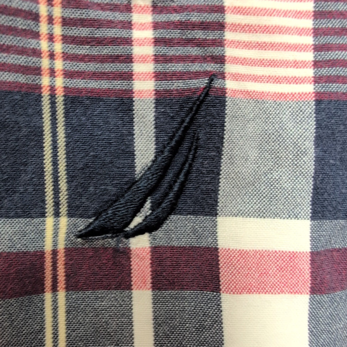 Chemise Nautica L bordeaux bleu marine à carreaux coton manches courtes