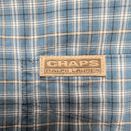 Chemise CHAPS Ralph Lauren bleue à carreaux manches courtes taille M #13e