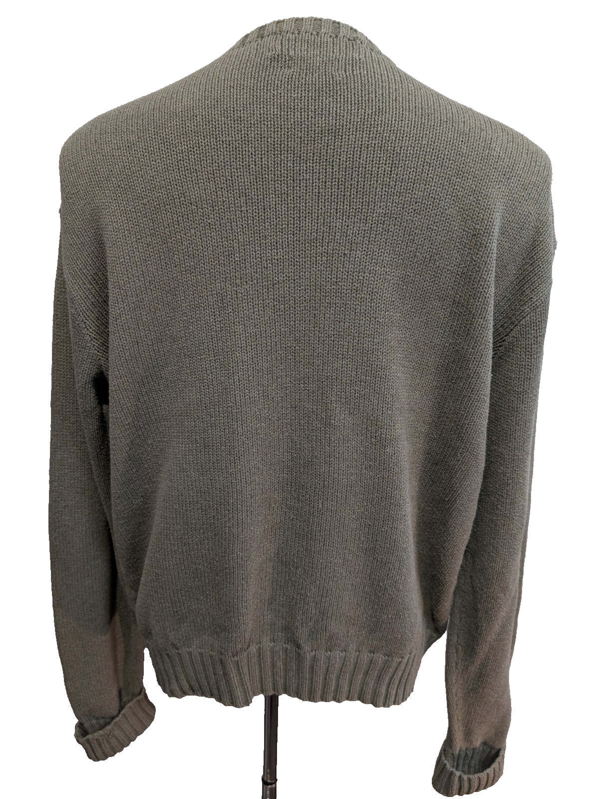 Pull POLO Ralph Lauren - Vert Kaki - Logo Bordeaux Col rond Taille L