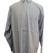 Ralph Lauren Chemise Homme XL Bleu Ciel Gingham Manches Longues Classic Blake