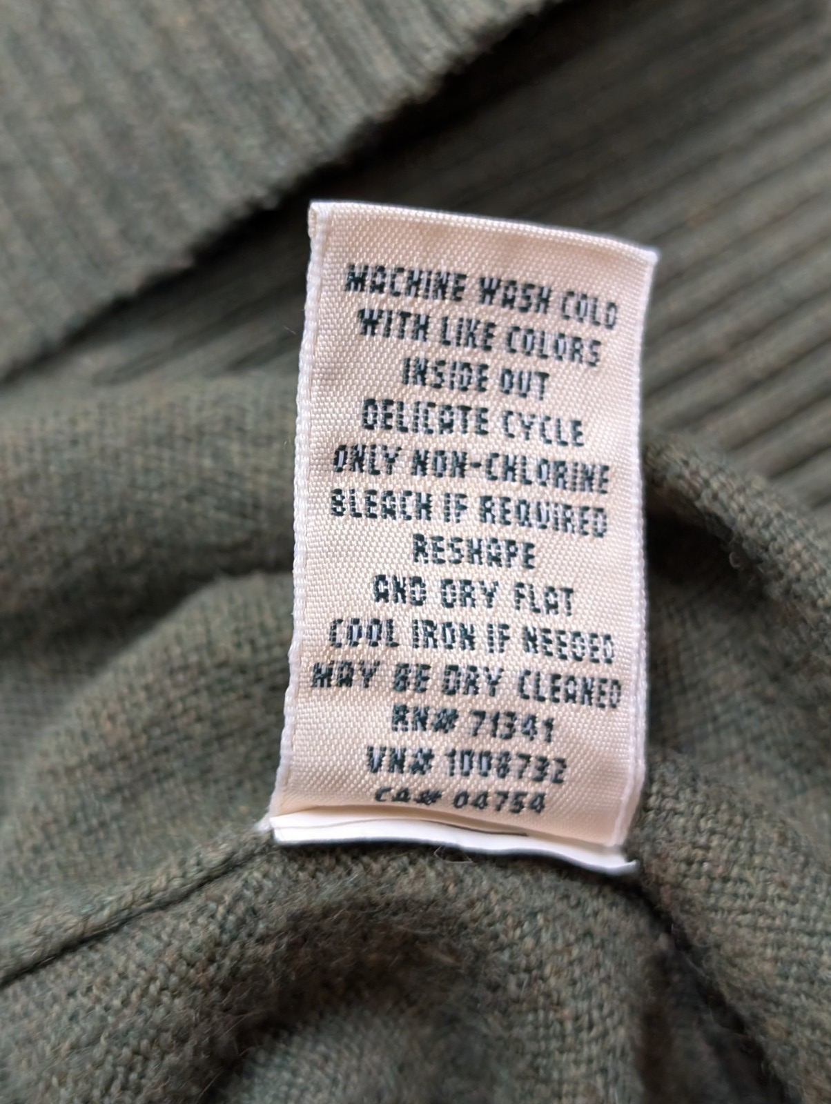 Pull L.L. Bean vintage col roulé coton et cachemire vert foncé homme taille XL