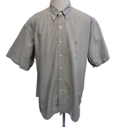 Chemise Ralph Lauren Blake XL/XXL gris uni manches courtes coton Hong Kong