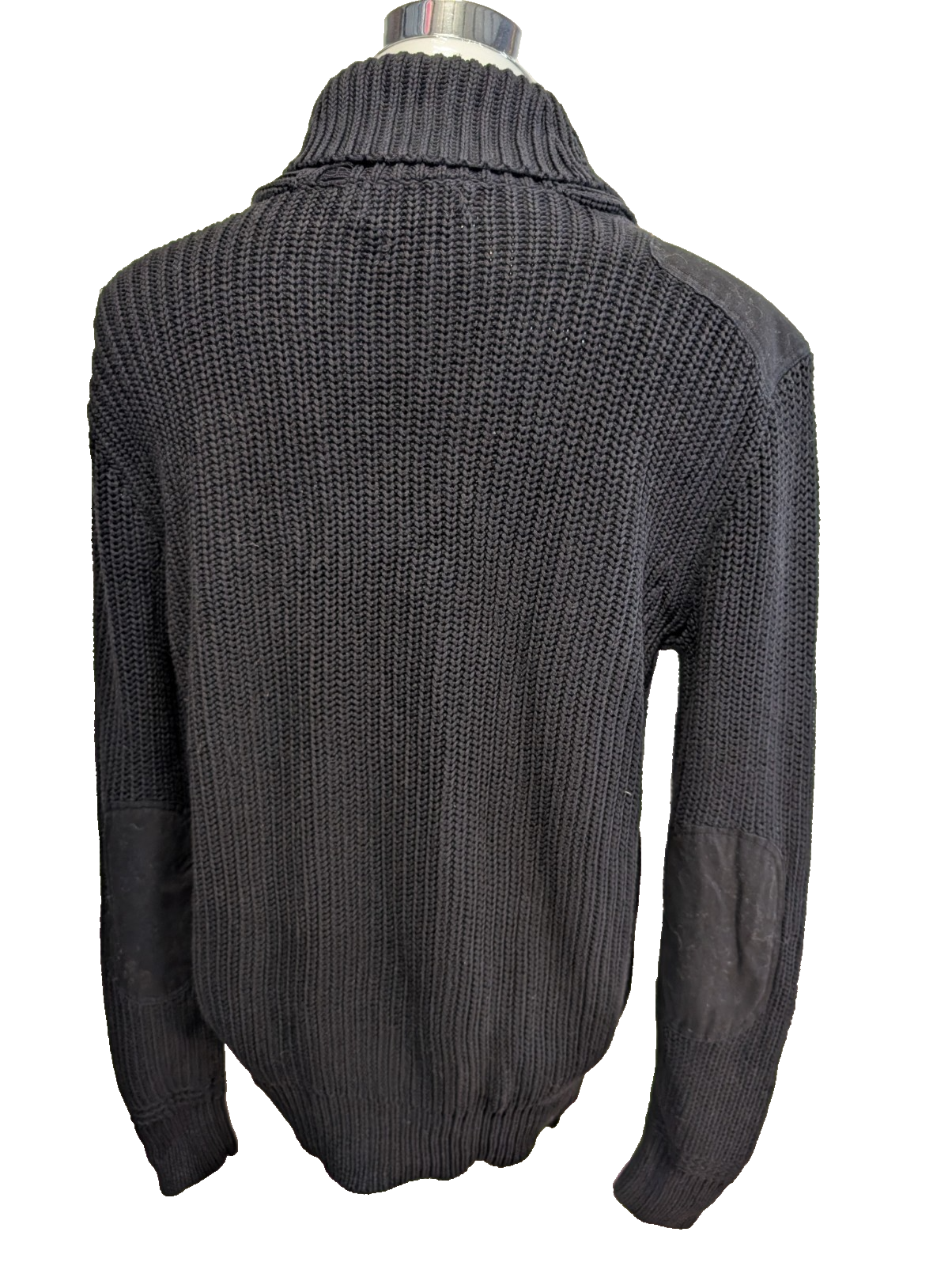 Pull chaud Polo Ralph Lauren Épais Noir Col Boutonné Coudières Taille S