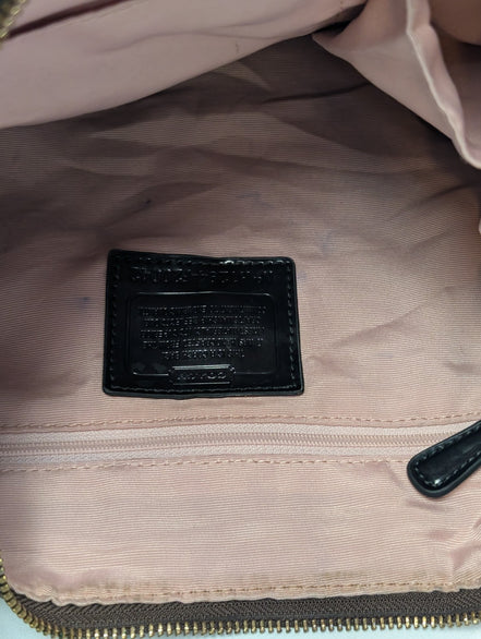 Sac Coach Signature Bandoulière Toile Marron Cuir Noir