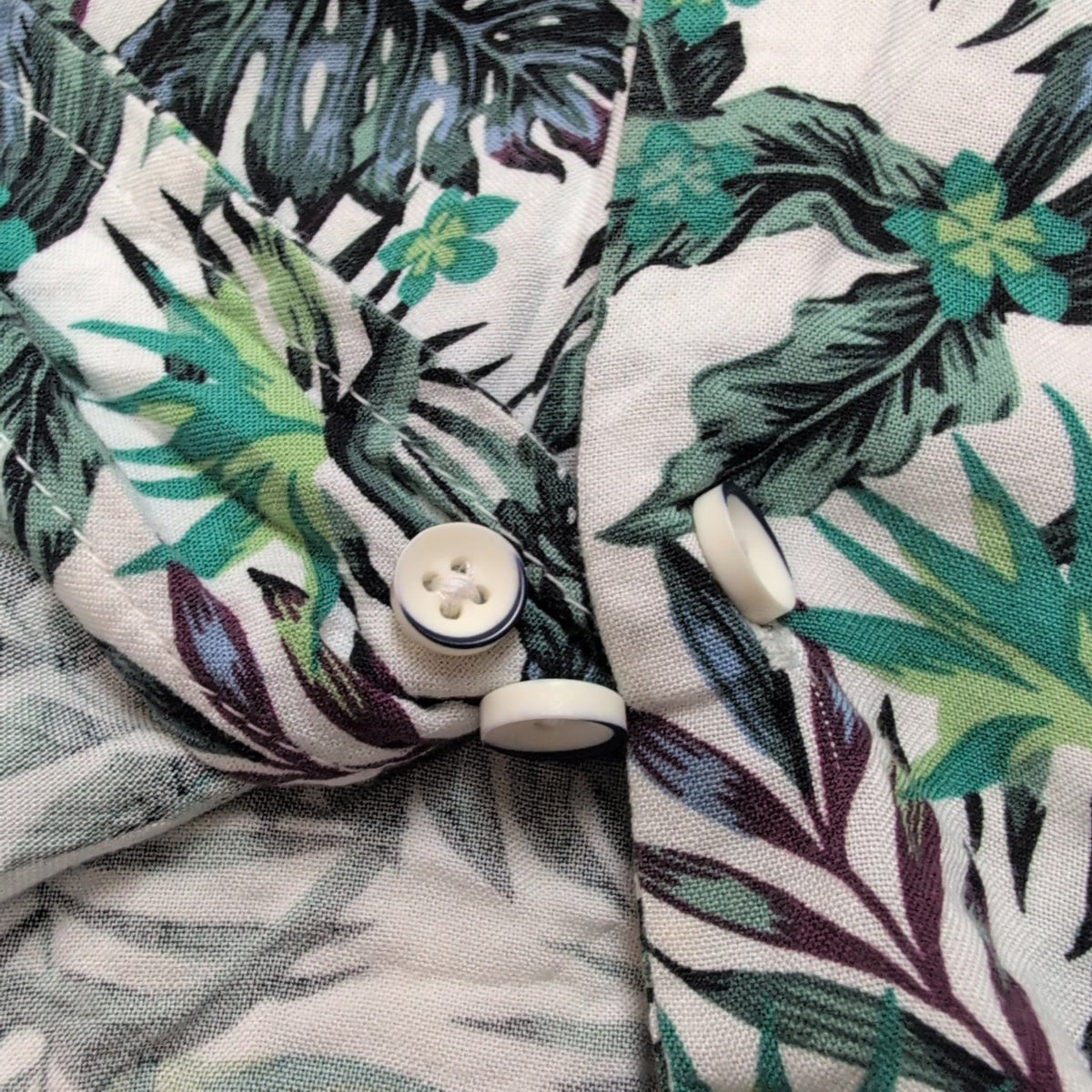 Chemise hawaïenne DJ&C XL feuillage vert 100% rayonne manches courtes