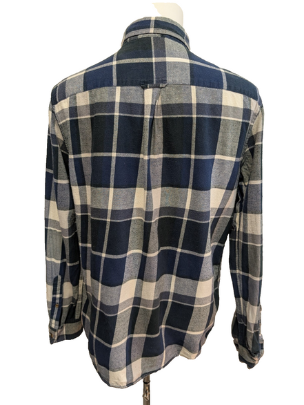 🌲 CHEMISE FLANELLE PERFORMANCE CHAPS M (G) CARREAUX BLEU MARINE NOIR LOGO BRODÉ