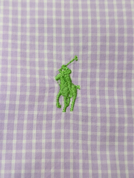 Chemise Ralph Lauren Homme M Violet Carreaux Gingham Manches Longues Custom Fit