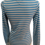 Pull Col V Tommy Hilfiger à rayures Bleu Ciel et Blanc Femme - Taille M