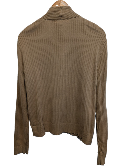 Pull LAUREN Ralph Lauren XL beige camel col V bouton doré maille côtelée
