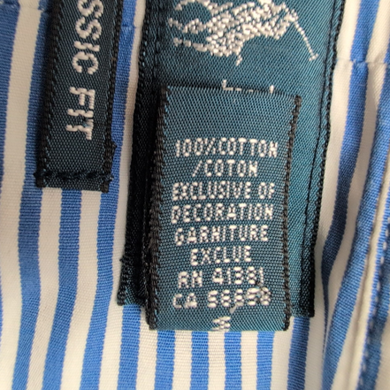 Chemise Ralph Lauren L Tall Bleue Rayures Logo Jaune Manches Longues