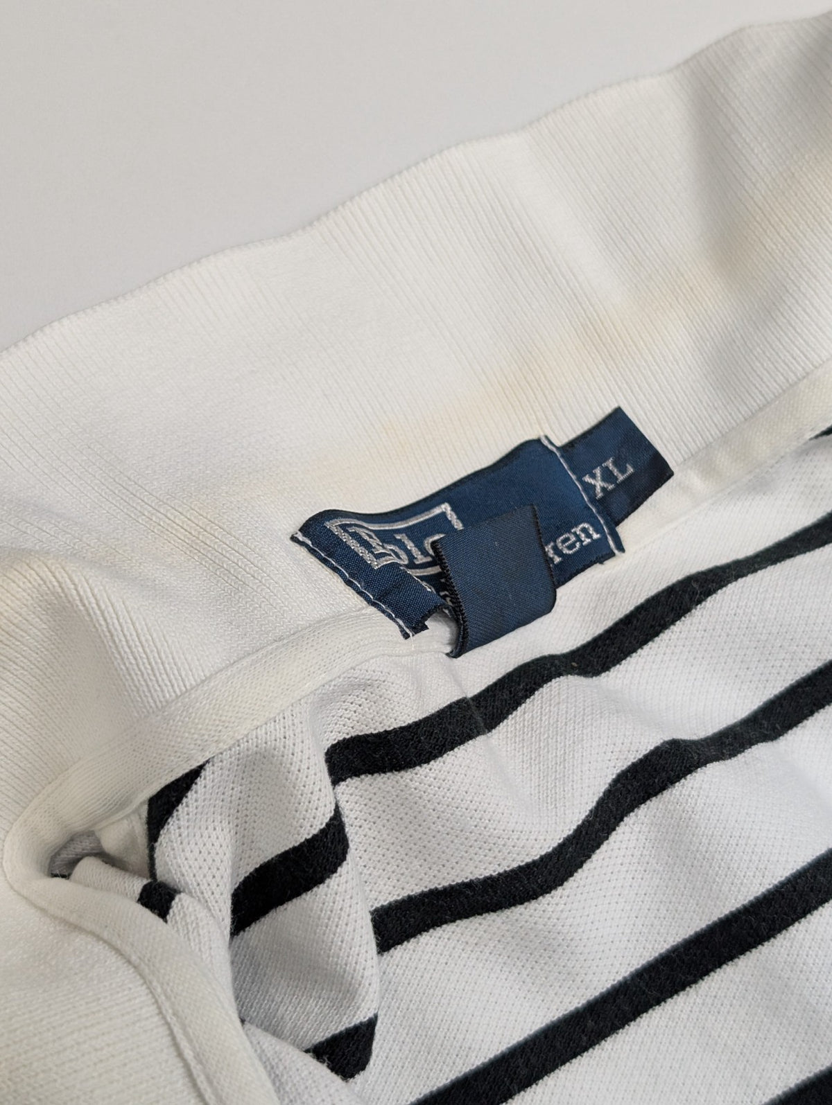 Polo manches courtes Polo Ralph Lauren rayures noir blanc coton XL