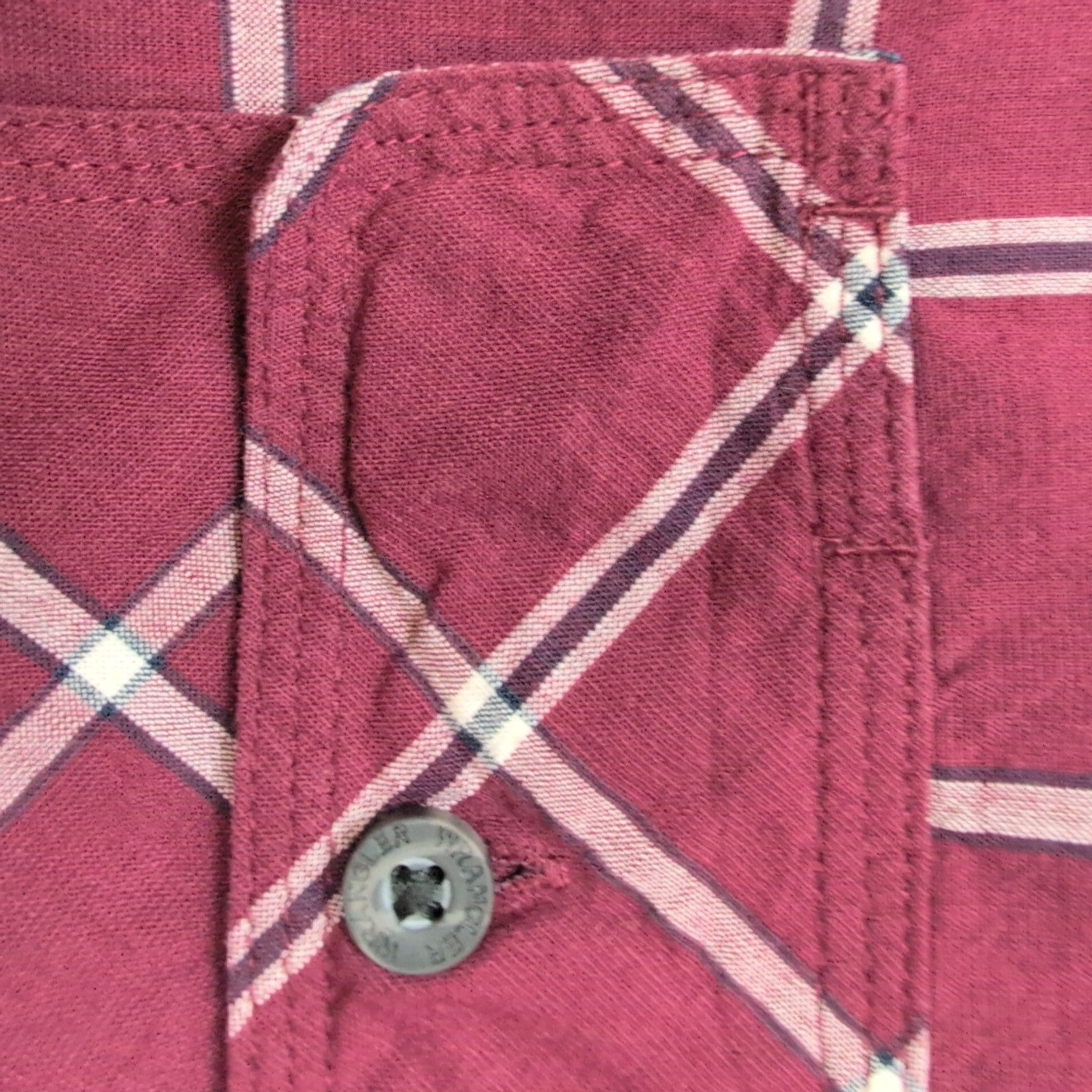 Chemise Wrangler stretch manches courtes bordeaux à carreaux 2 poches 3XL / 4XL