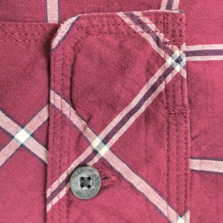 Chemise Wrangler stretch manches courtes bordeaux à carreaux 2 poches 3XL / 4XL