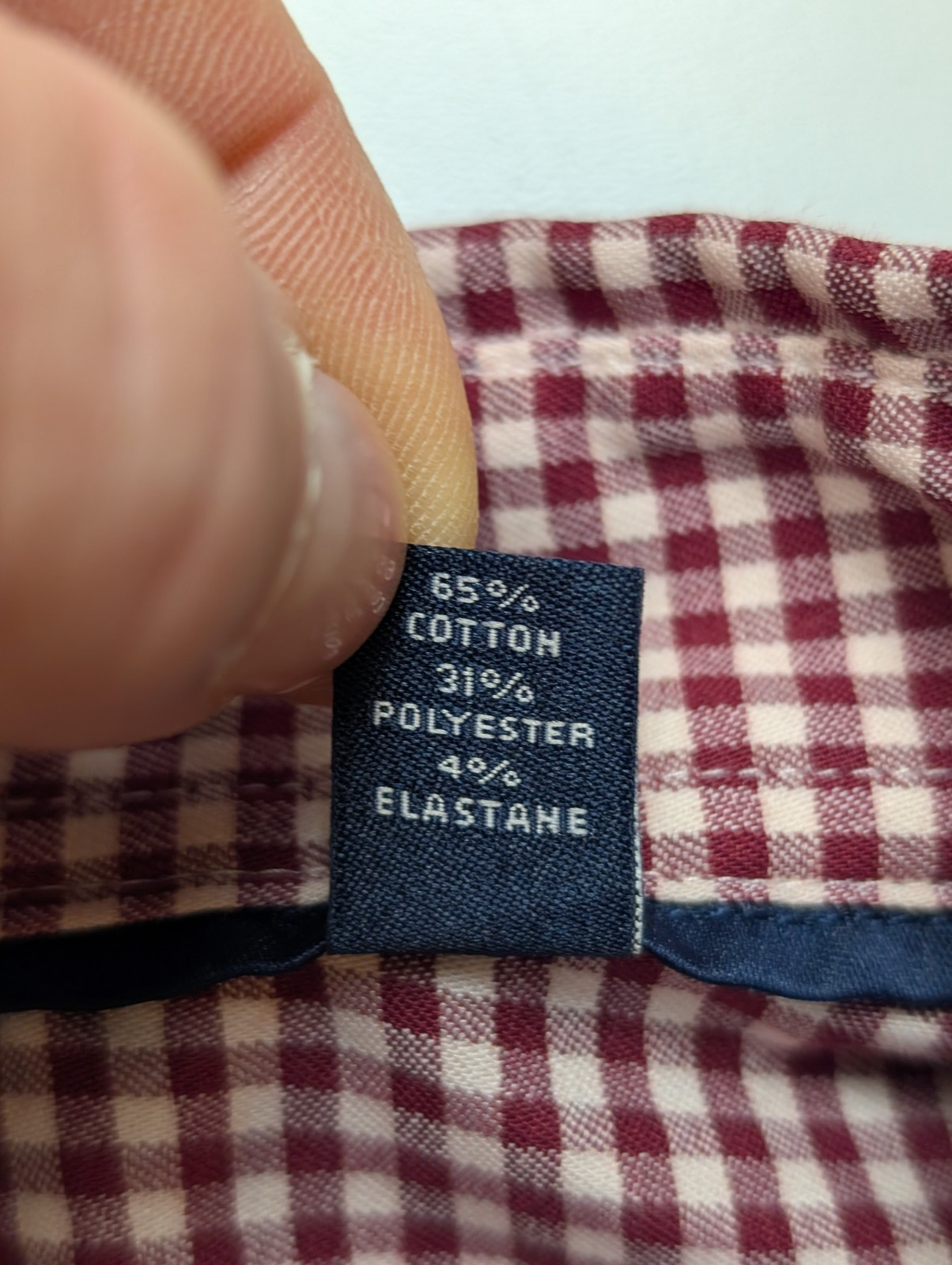 CHEMISE TOMMY HILFIGER L XL Bordeaux Carreaux Stretch Regular Fit