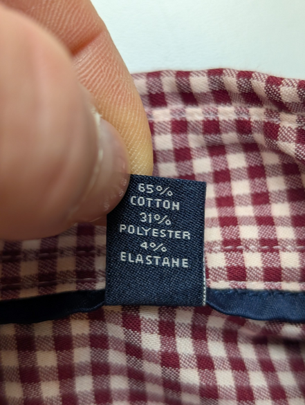CHEMISE TOMMY HILFIGER L XL Bordeaux Carreaux Stretch Regular Fit