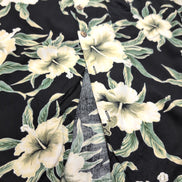 Chemise hawaïenne Sunny Island M noire fleurie 100% rayonne Hawaï