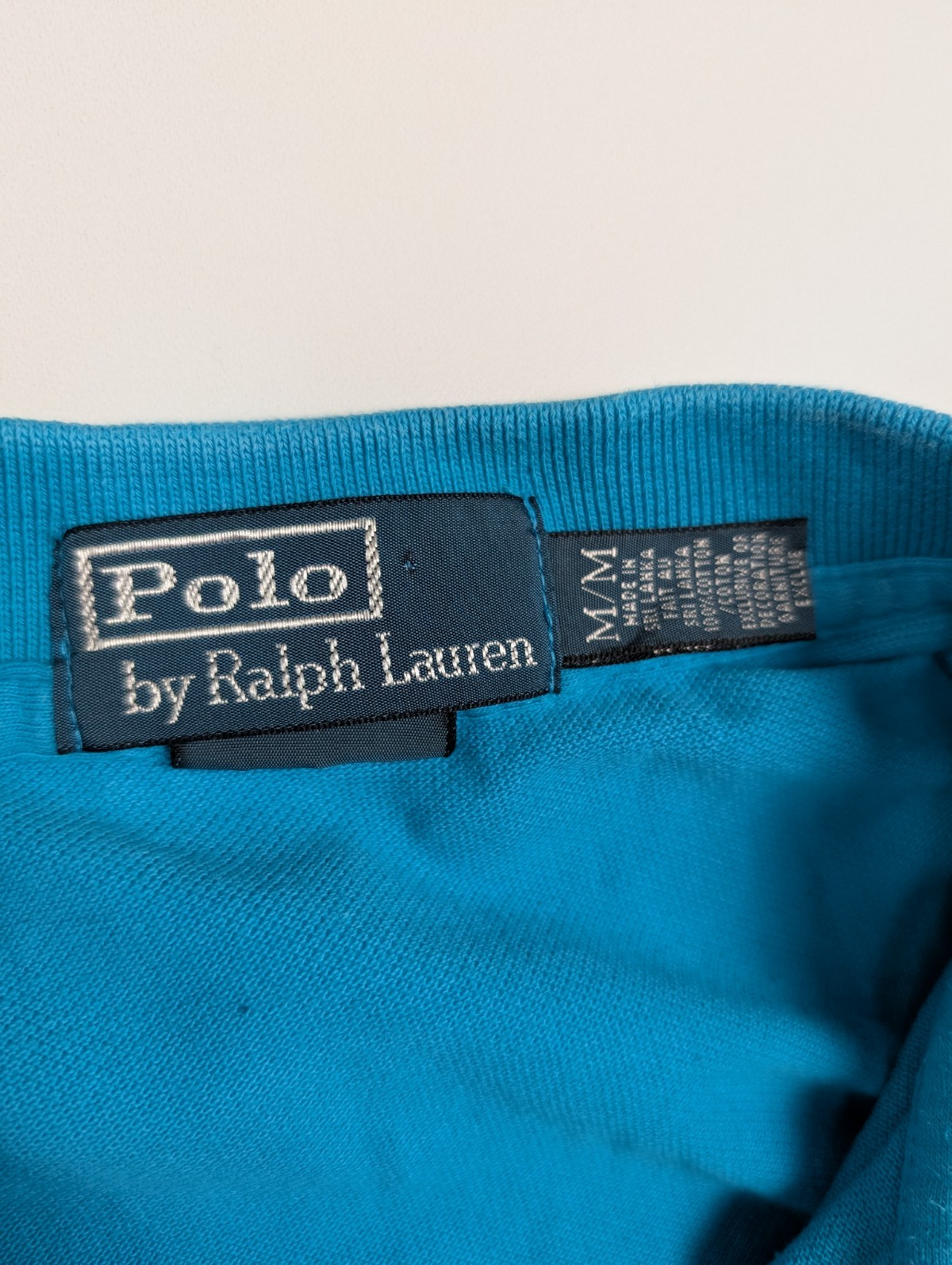 Polo manches courtes Polo Ralph Lauren M bleu turquoise logo marine Custom Fit