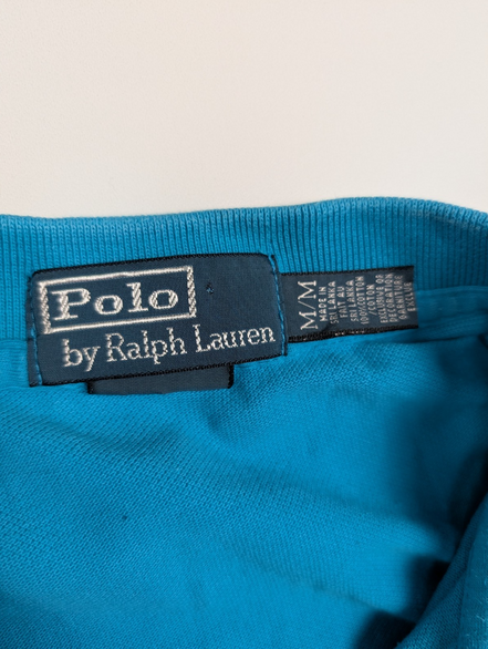 Polo manches courtes Polo Ralph Lauren M bleu turquoise logo marine Custom Fit